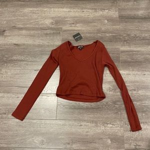 Topshop cropped V neck long sleeve size US4